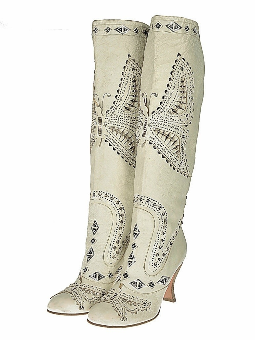 Anna Sui * Runway *Butterfly Cut Out Embroidered Knee-High Boots Size 7